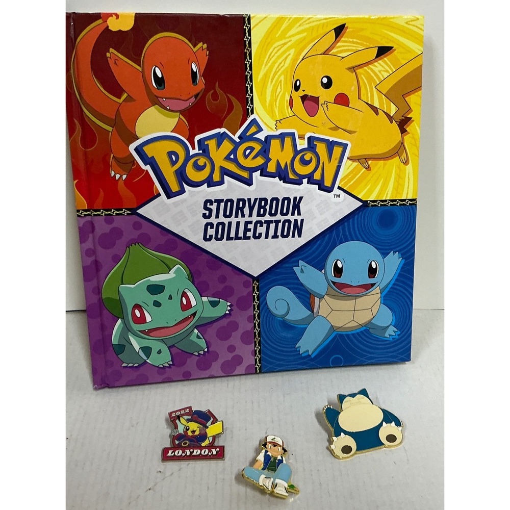 Pokemon Storybook Collection Hardcover Book 3 Enamel Pins Pikachu Snorlax Ash